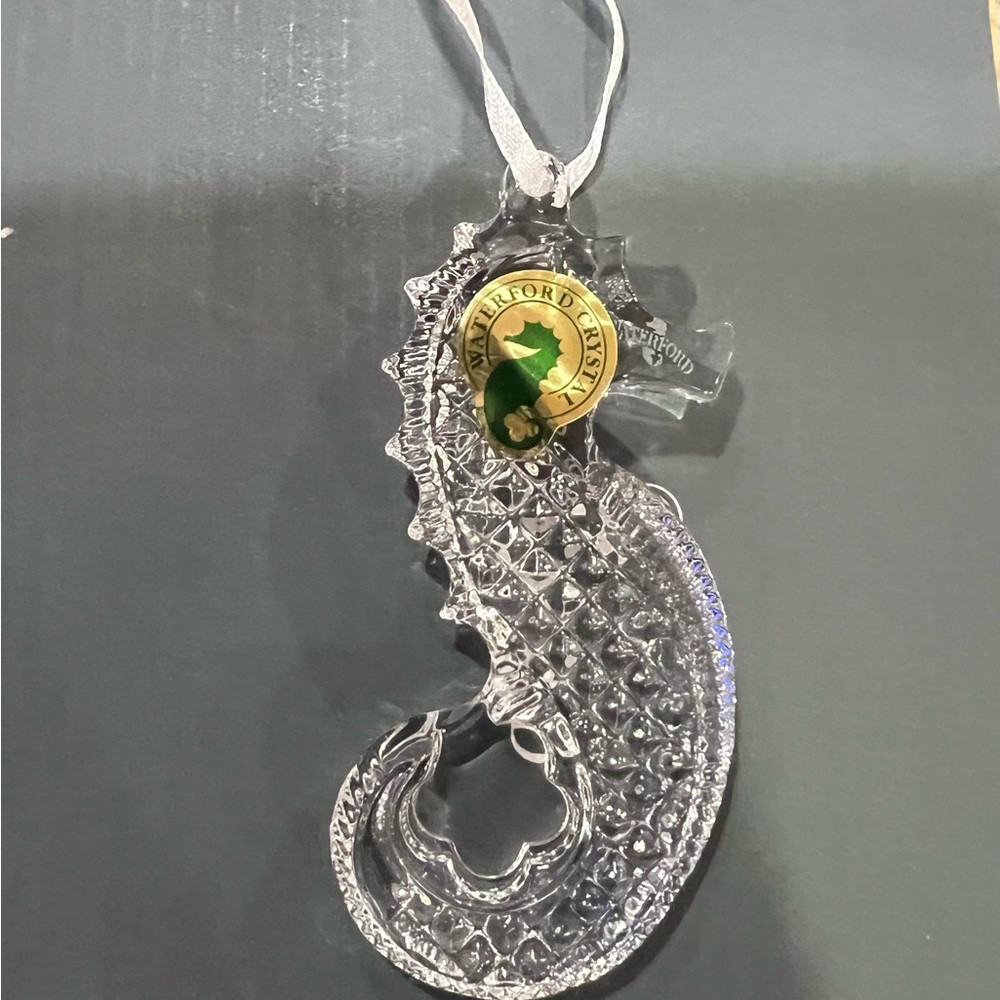 Waterford Vintage Crystal Seahorse Ornament with Ribbon